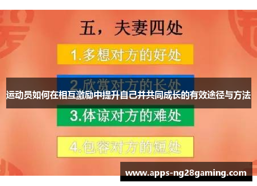 运动员如何在相互激励中提升自己并共同成长的有效途径与方法